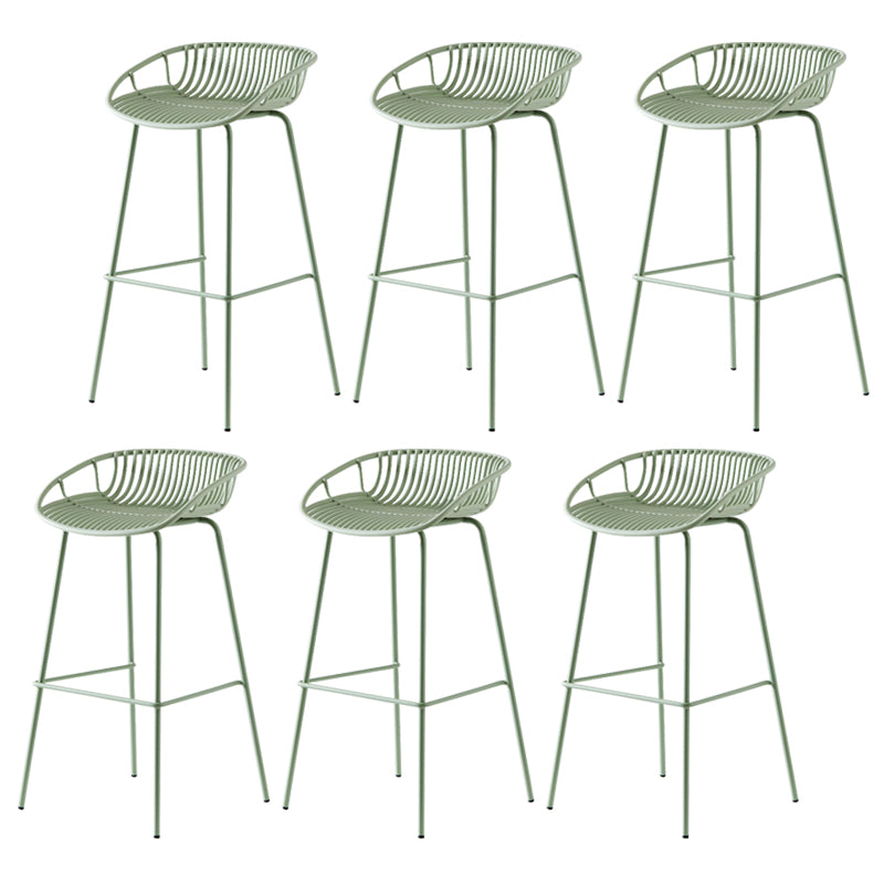 Modern Dessert Shop Low Back Stool Matte Finish Iron Bar Stool