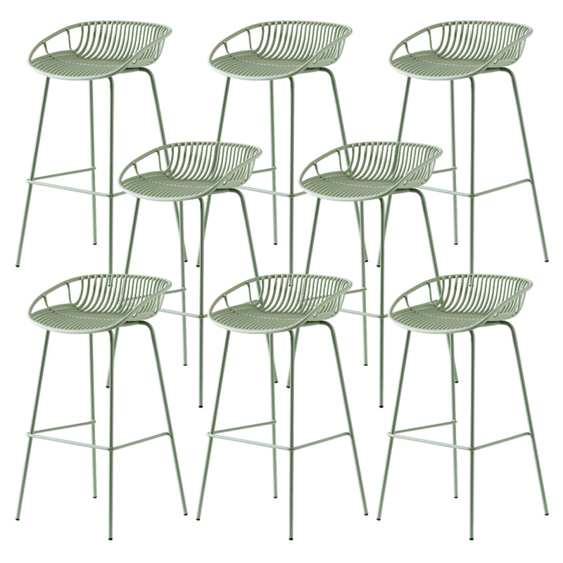 Modern Dessert Shop Low Back Stool Matte Finish Iron Bar Stool