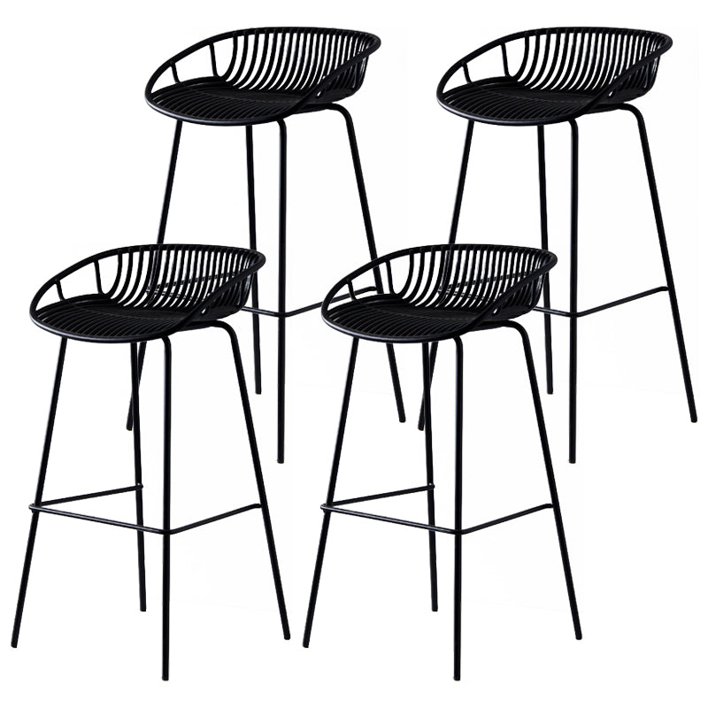 Modern Dessert Shop Low Back Stool Matte Finish Iron Bar Stool