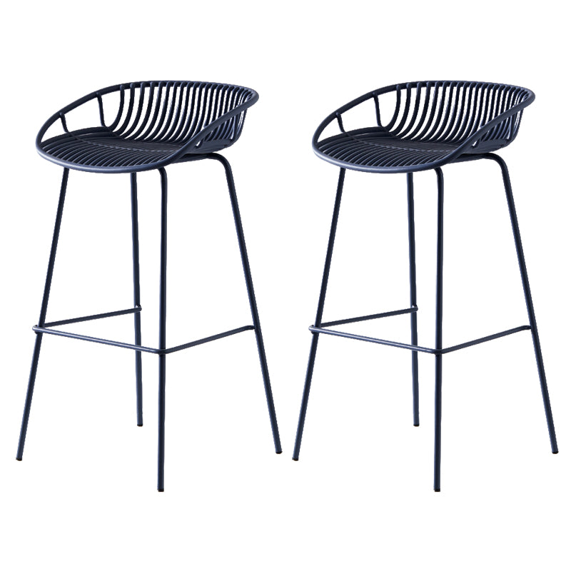 Modern Dessert Shop Low Back Stool Matte Finish Iron Bar Stool