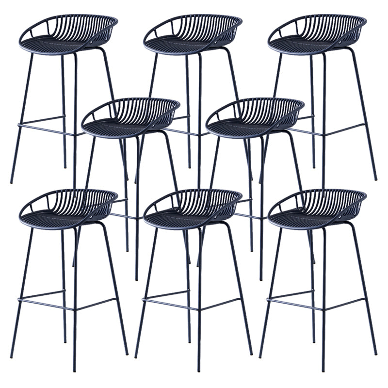 Modern Dessert Shop Low Back Stool Matte Finish Iron Bar Stool