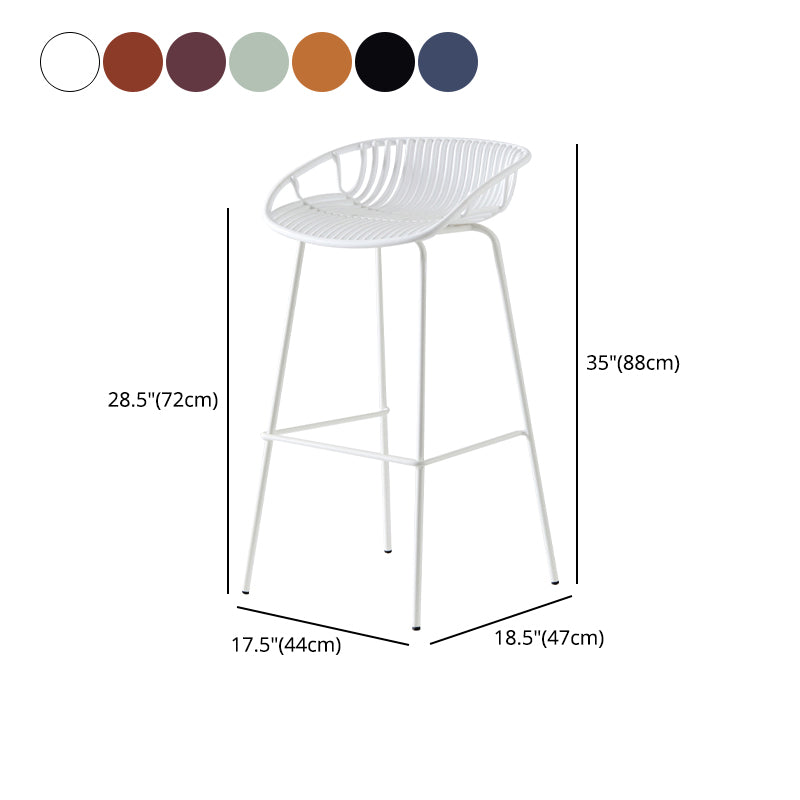 Modern Dessert Shop Low Back Stool Matte Finish Iron Bar Stool