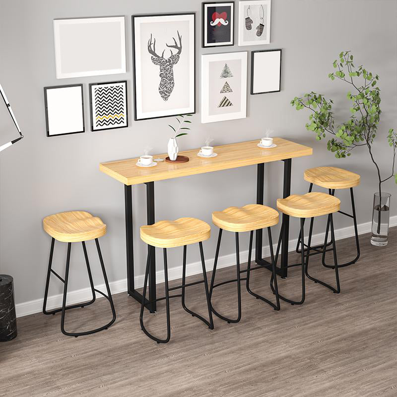 Modern Backrest Counter Stool Iron Milk Tea Shop Bar Stool with Wooden Seat and Pedal