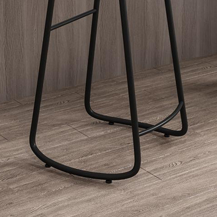 Modern Backrest Counter Stool Iron Milk Tea Shop Bar Stool with Wooden Seat and Pedal