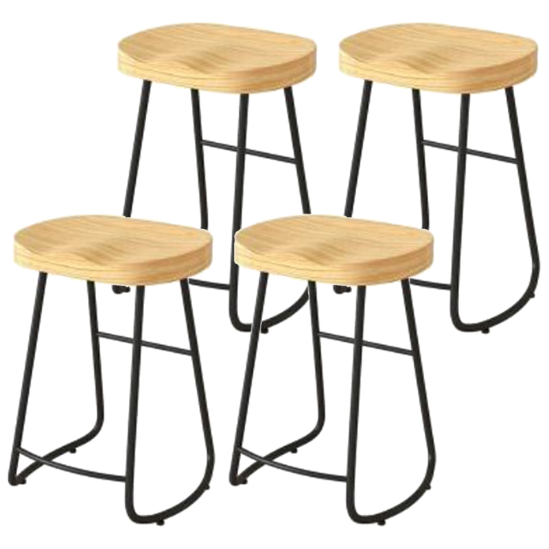 Modern Backrest Counter Stool Iron Milk Tea Shop Bar Stool with Wooden Seat and Pedal
