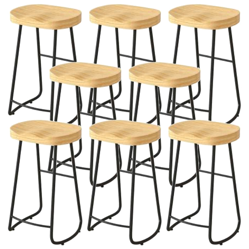 Modern Backrest Counter Stool Iron Milk Tea Shop Bar Stool with Wooden Seat and Pedal