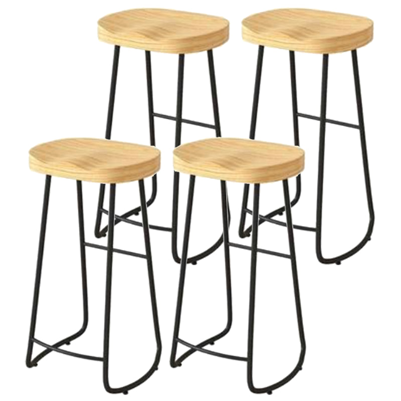 Modern Backrest Counter Stool Iron Milk Tea Shop Bar Stool with Wooden Seat and Pedal