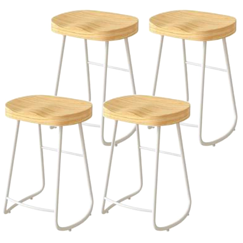Modern Backrest Counter Stool Iron Milk Tea Shop Bar Stool with Wooden Seat and Pedal
