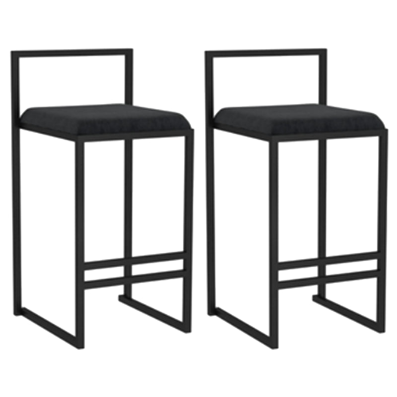 Modern Backrest Armless Counter Stool Iron Kitchen Bar Stool with Velvet Cushion and Pedal