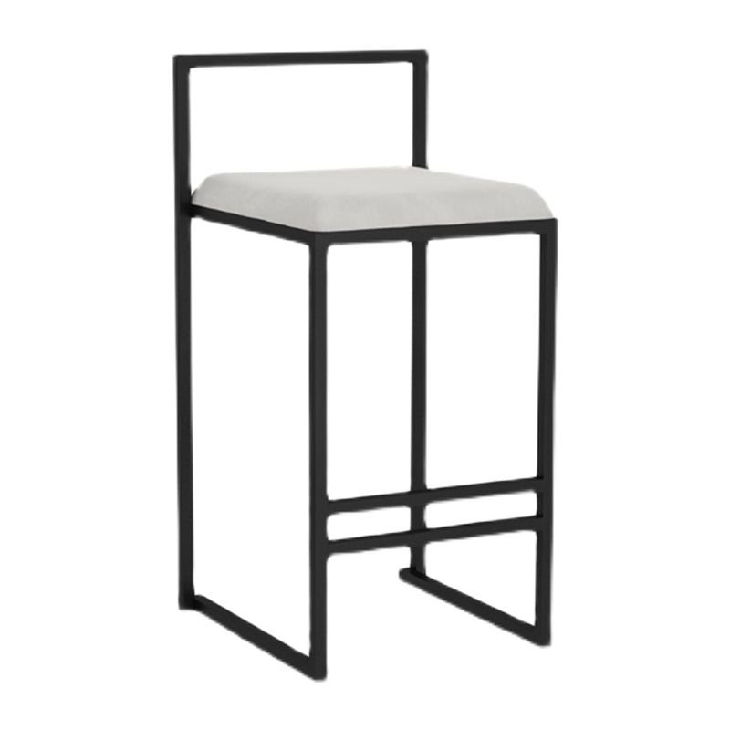 Modern Backrest Armless Counter Stool Iron Kitchen Bar Stool with Velvet Cushion and Pedal