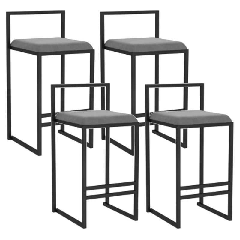 Modern Backrest Armless Counter Stool Iron Kitchen Bar Stool with Velvet Cushion and Pedal