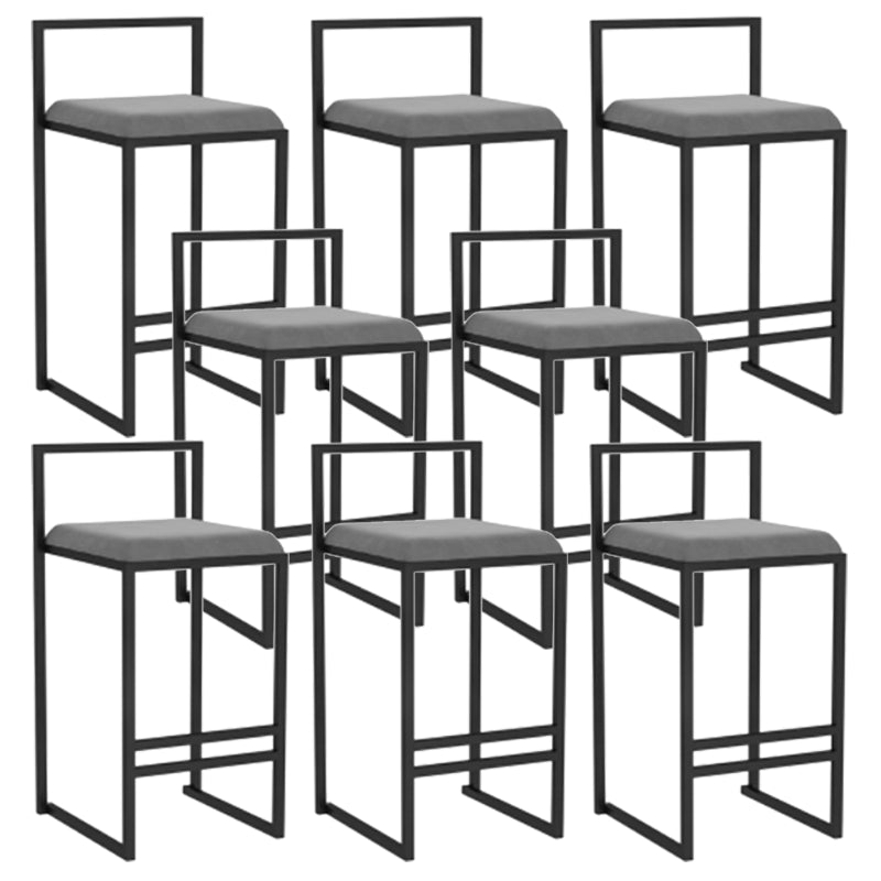 Modern Backrest Armless Counter Stool Iron Kitchen Bar Stool with Velvet Cushion and Pedal