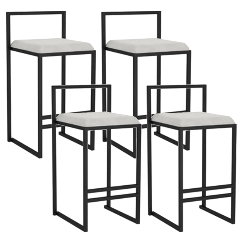 Modern Backrest Armless Counter Stool Iron Kitchen Bar Stool with Velvet Cushion and Pedal