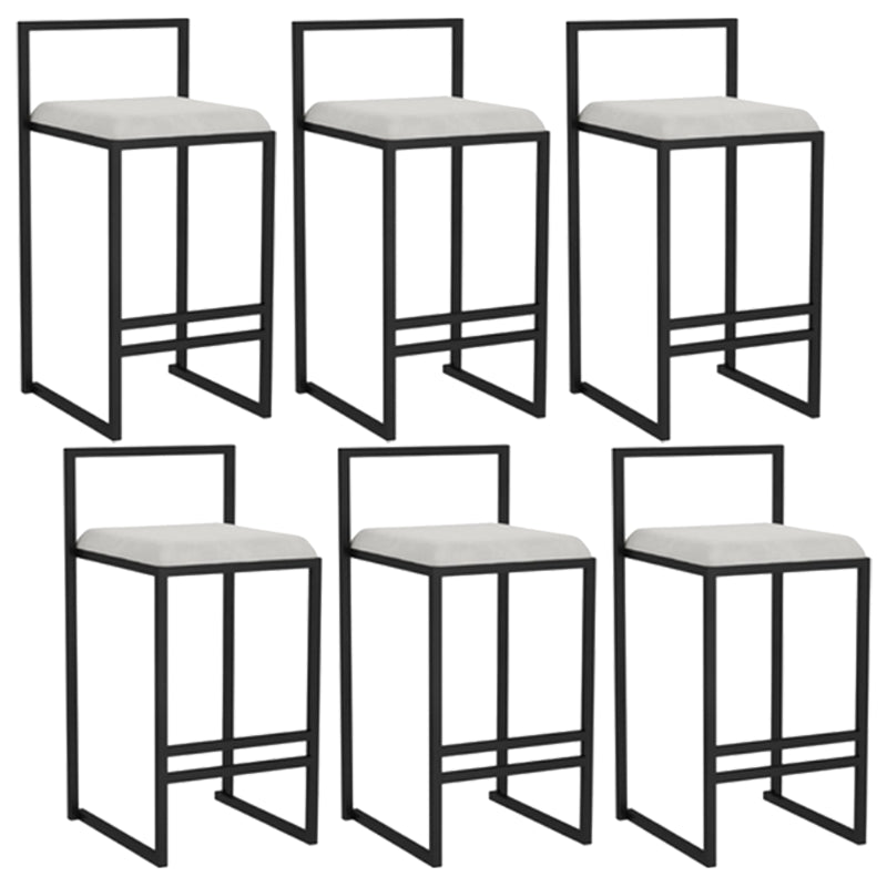 Modern Backrest Armless Counter Stool Iron Kitchen Bar Stool with Velvet Cushion and Pedal