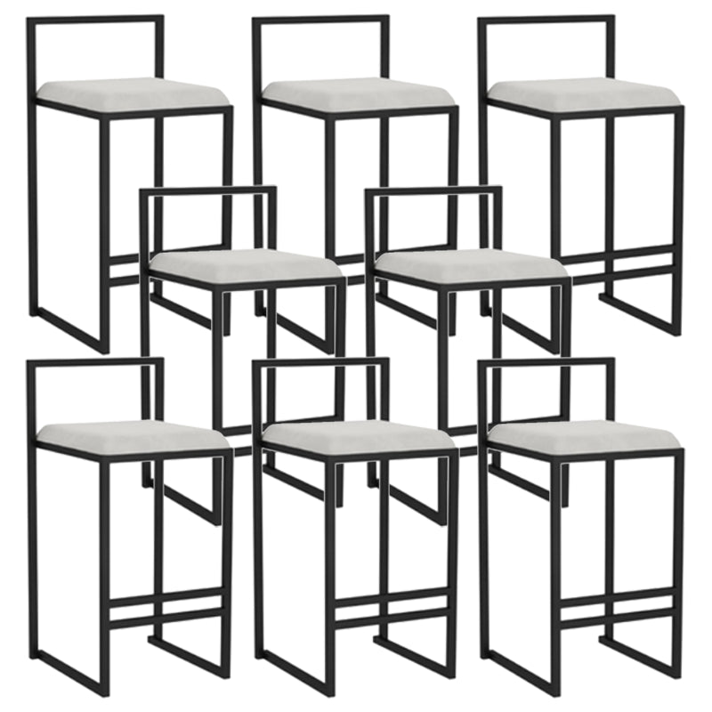 Modern Backrest Armless Counter Stool Iron Kitchen Bar Stool with Velvet Cushion and Pedal