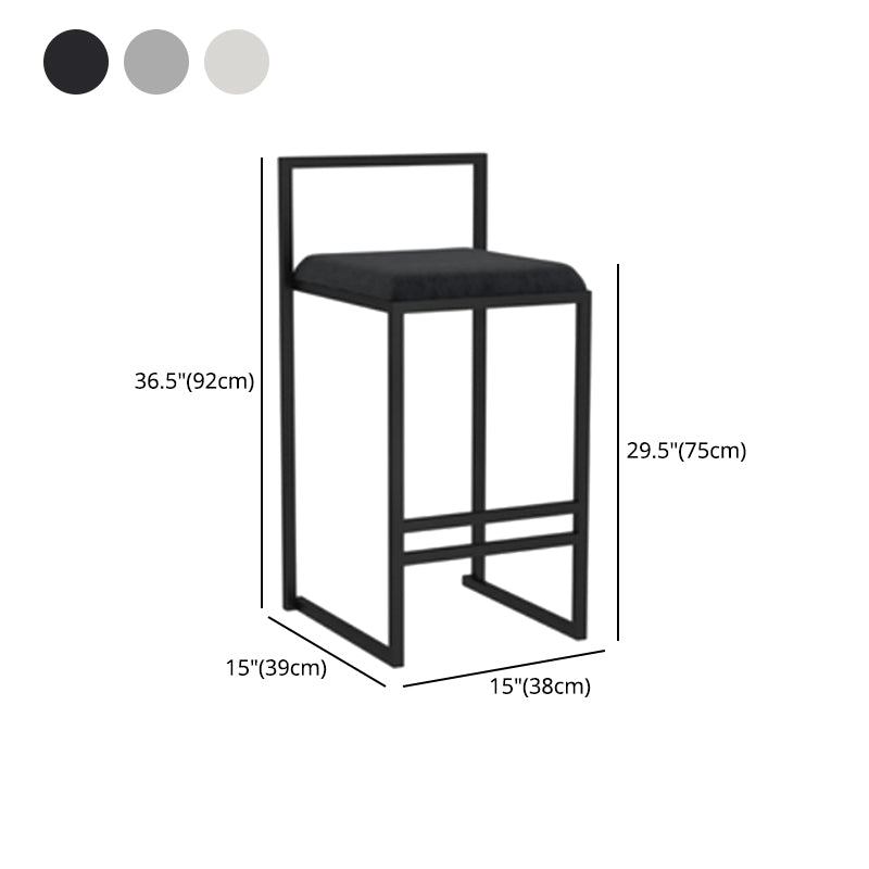 Modern Backrest Armless Counter Stool Iron Kitchen Bar Stool with Velvet Cushion and Pedal