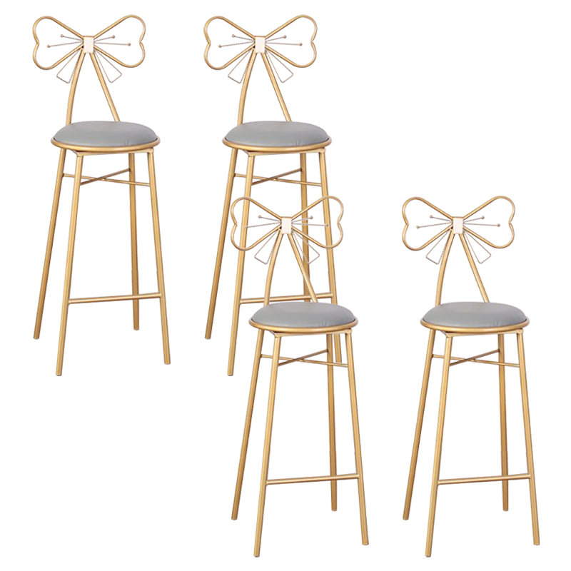 Nordic Armless Backrest Counter Stool Iron Cafe Bar Stool with Leather Cushion and Pedal