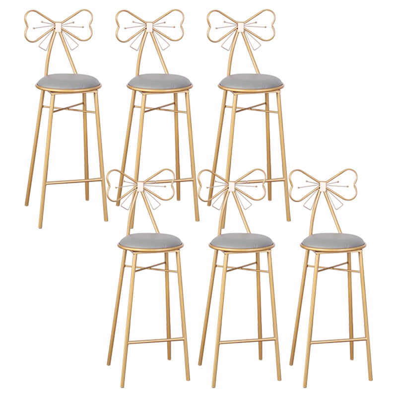 Nordic Armless Backrest Counter Stool Iron Cafe Bar Stool with Leather Cushion and Pedal