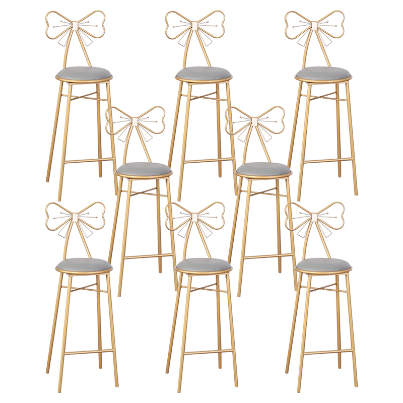 Nordic Armless Backrest Counter Stool Iron Cafe Bar Stool with Leather Cushion and Pedal