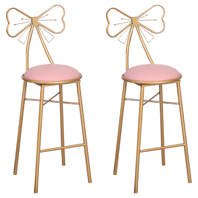 Nordic Armless Backrest Counter Stool Iron Cafe Bar Stool with Leather Cushion and Pedal