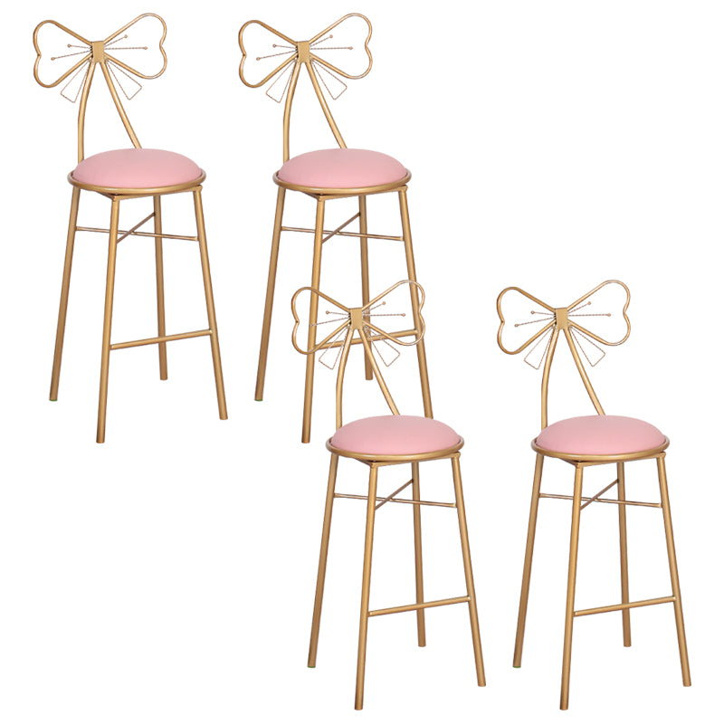 Nordic Armless Backrest Counter Stool Iron Cafe Bar Stool with Leather Cushion and Pedal