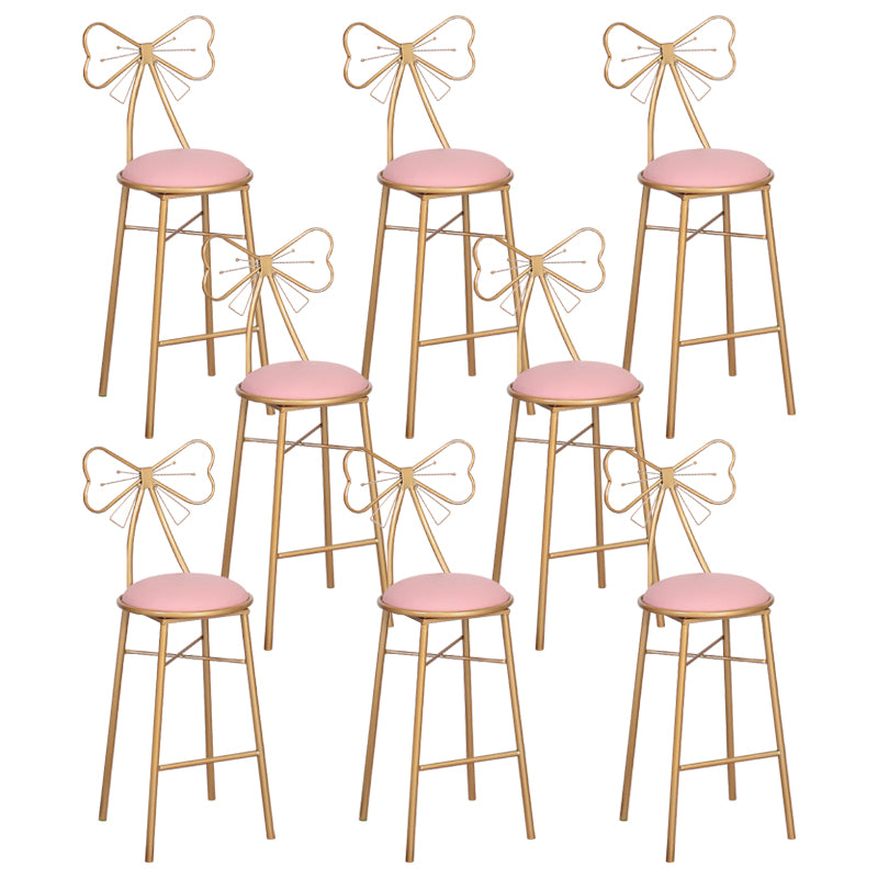 Nordic Armless Backrest Counter Stool Iron Cafe Bar Stool with Leather Cushion and Pedal
