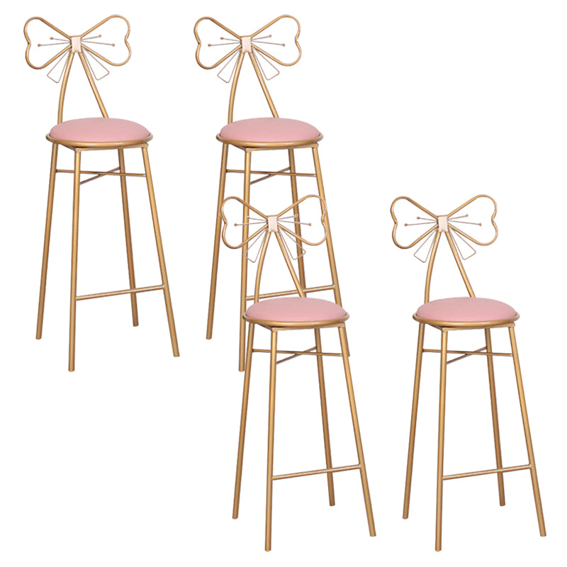 Nordic Armless Backrest Counter Stool Iron Cafe Bar Stool with Leather Cushion and Pedal