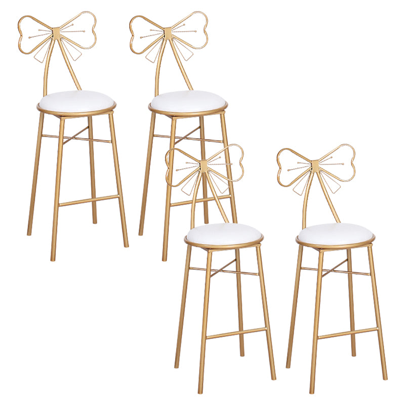 Nordic Armless Backrest Counter Stool Iron Cafe Bar Stool with Leather Cushion and Pedal