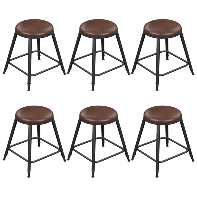 Industrial Armless Counter Stool Steel Cafe Bar Stool with Leather Cushion and Pedal