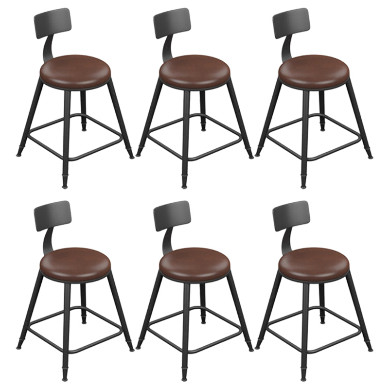 Industrial Armless Counter Stool Steel Cafe Bar Stool with Leather Cushion and Pedal