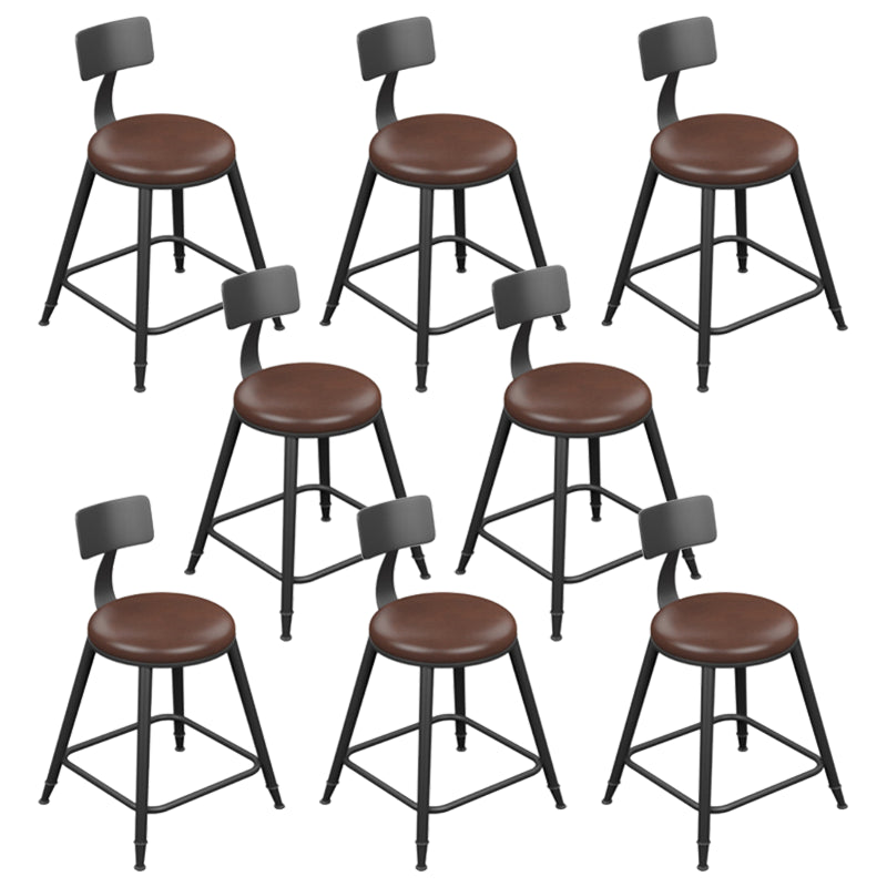 Industrial Armless Counter Stool Steel Cafe Bar Stool with Leather Cushion and Pedal