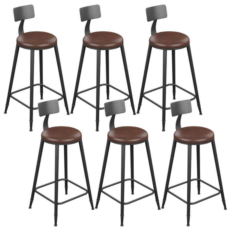 Industrial Armless Counter Stool Steel Cafe Bar Stool with Leather Cushion and Pedal