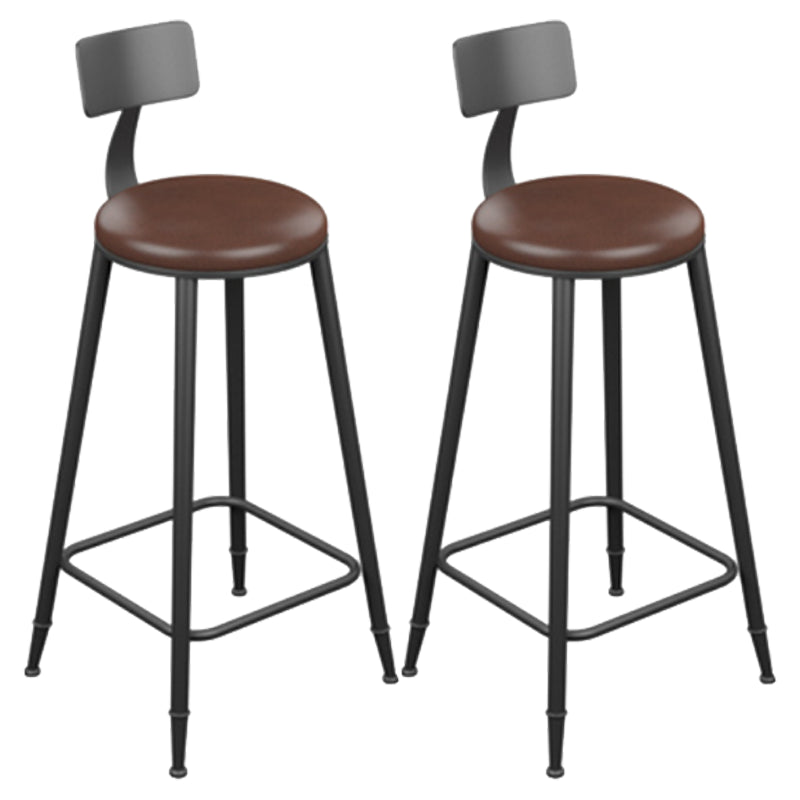 Industrial Armless Counter Stool Steel Cafe Bar Stool with Leather Cushion and Pedal
