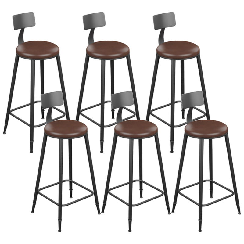 Industrial Armless Counter Stool Steel Cafe Bar Stool with Leather Cushion and Pedal