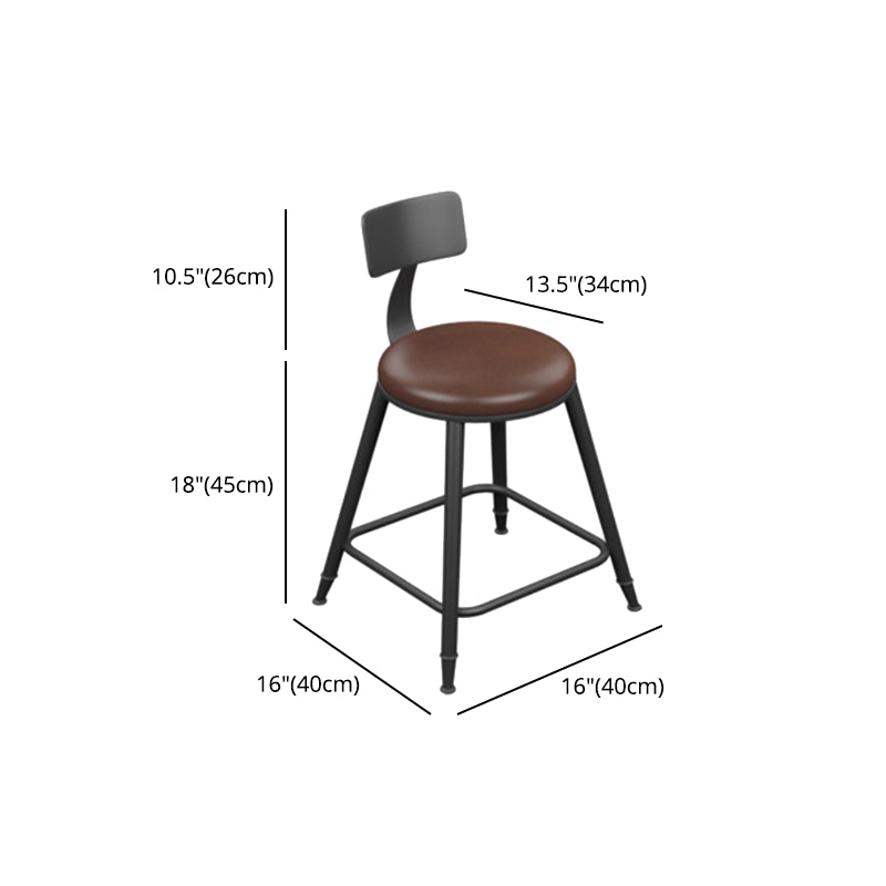 Industrial Armless Counter Stool Steel Cafe Bar Stool with Leather Cushion and Pedal