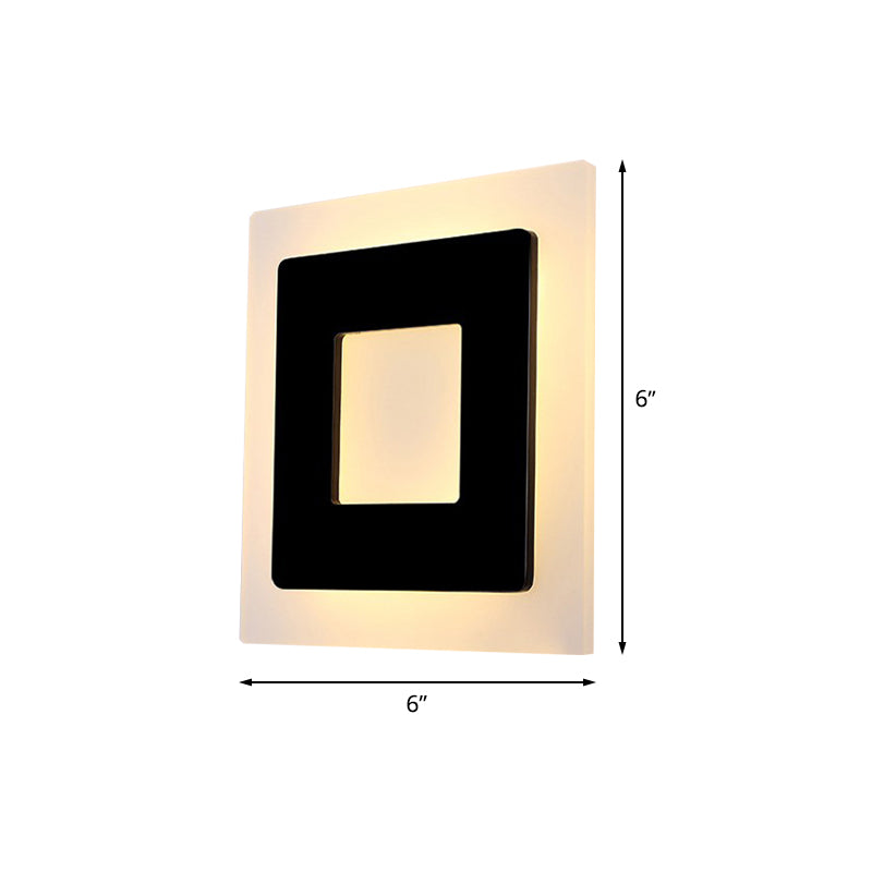 Acrylic Square Sconce Light Minimalist LED Black Wall Mount Lamp Fixture in White/Warm Light
