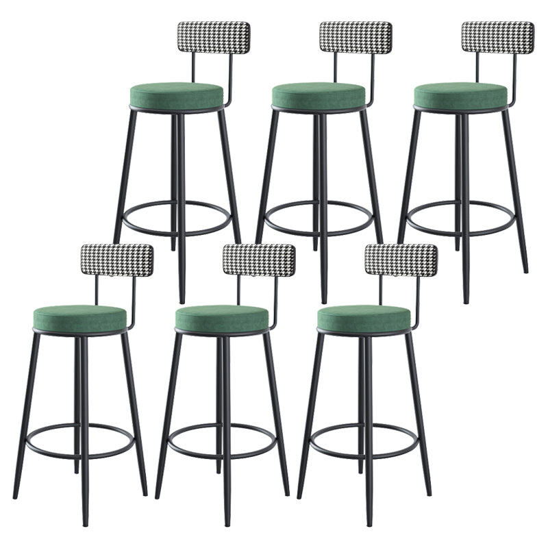 Modern Backrest Armless Counter Stool Iron Kitchen Bar Stool with Velvet Cushion