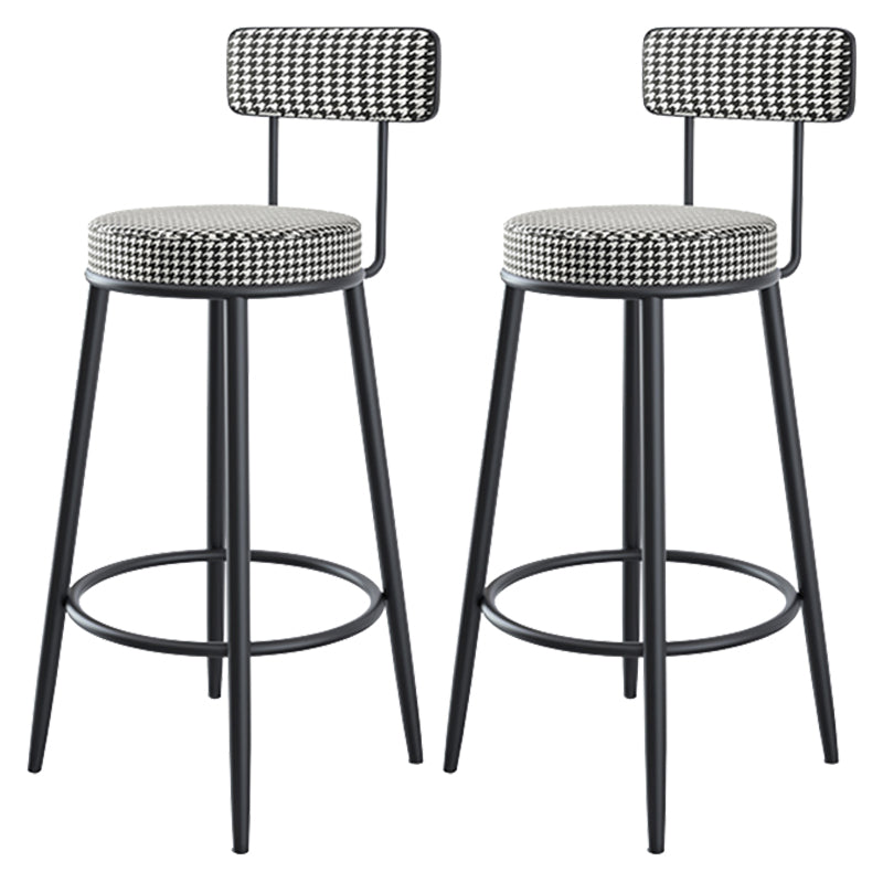 Modern Backrest Armless Counter Stool Iron Kitchen Bar Stool with Velvet Cushion