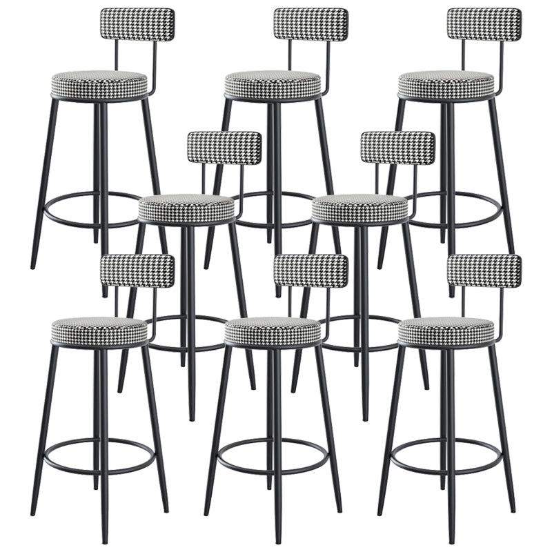 Modern Backrest Armless Counter Stool Iron Kitchen Bar Stool with Velvet Cushion