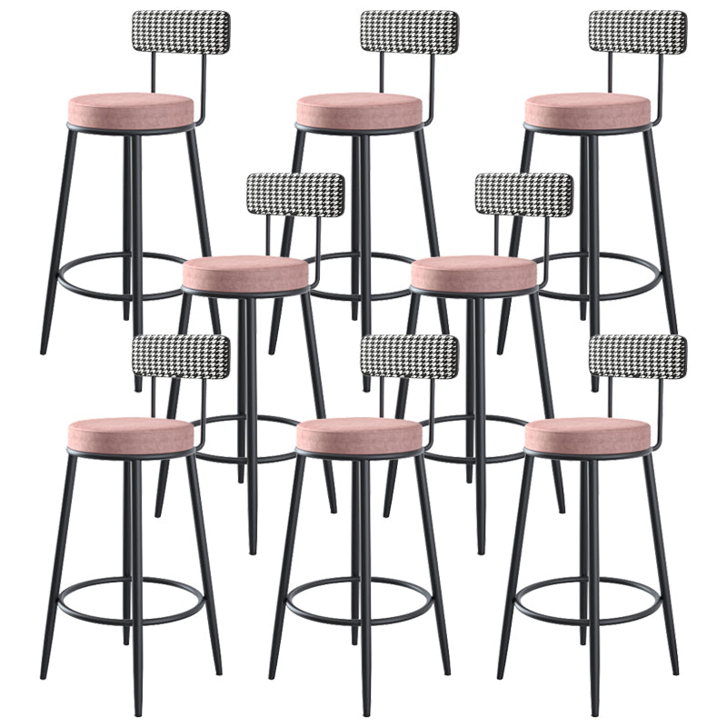 Modern Backrest Armless Counter Stool Iron Kitchen Bar Stool with Velvet Cushion