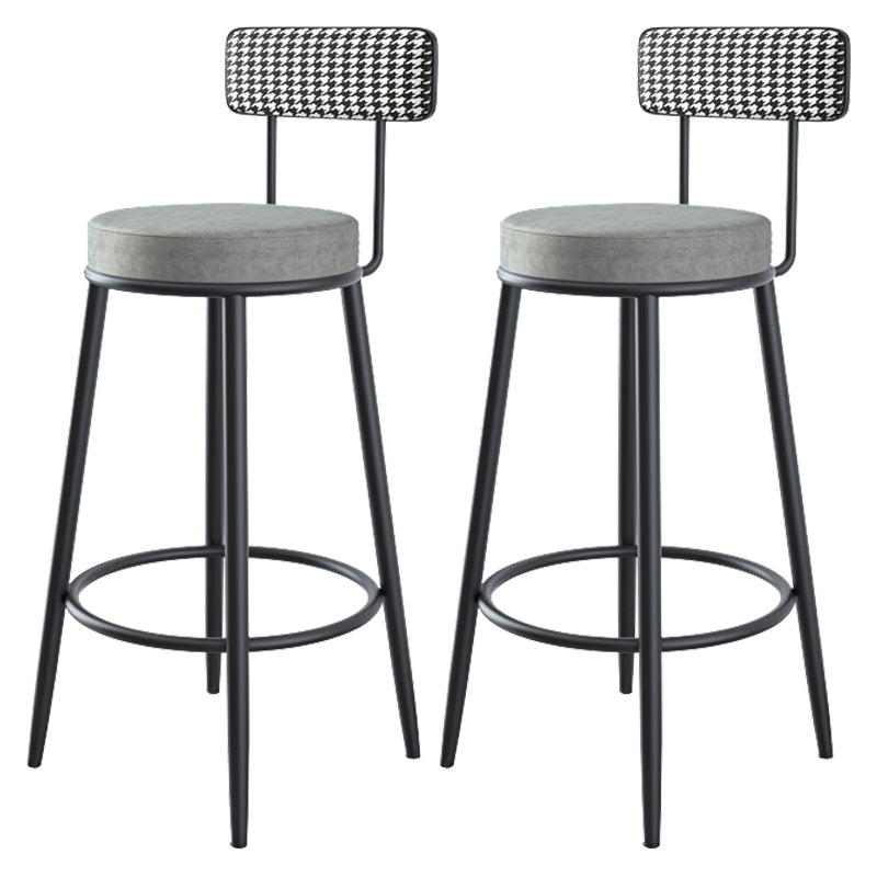 Modern Backrest Armless Counter Stool Iron Kitchen Bar Stool with Velvet Cushion