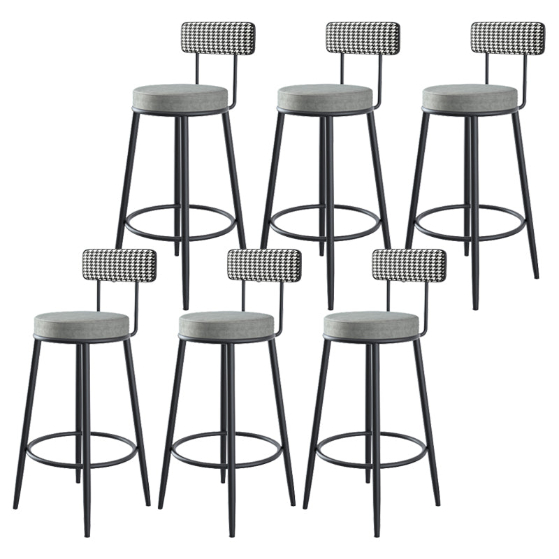 Modern Backrest Armless Counter Stool Iron Kitchen Bar Stool with Velvet Cushion