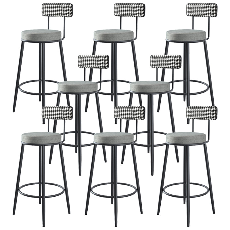 Modern Backrest Armless Counter Stool Iron Kitchen Bar Stool with Velvet Cushion