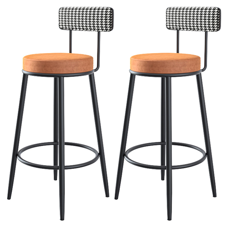 Modern Backrest Armless Counter Stool Iron Kitchen Bar Stool with Velvet Cushion