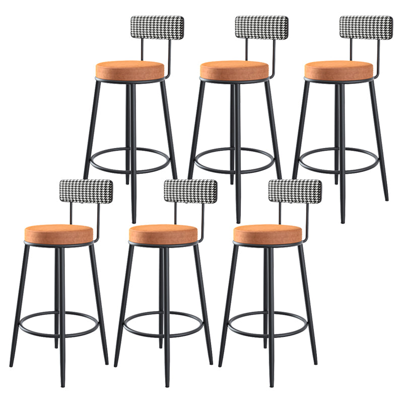 Modern Backrest Armless Counter Stool Iron Kitchen Bar Stool with Velvet Cushion