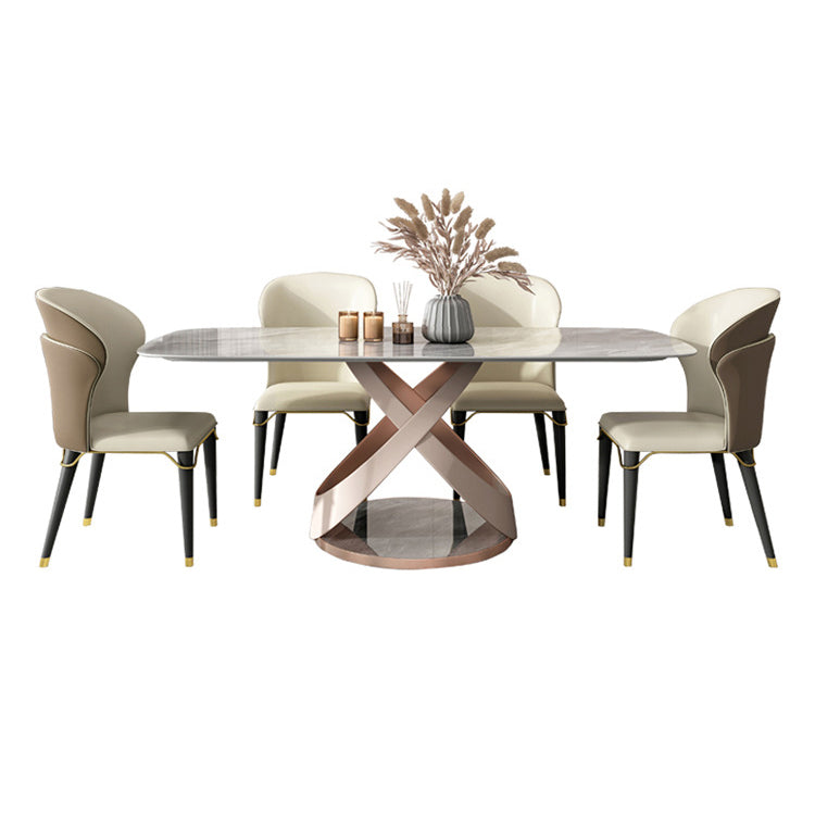 Nordic Sintered Stone Top Dining Set Rectangle 1/2/5/6 Pieces Dining Room Table Set