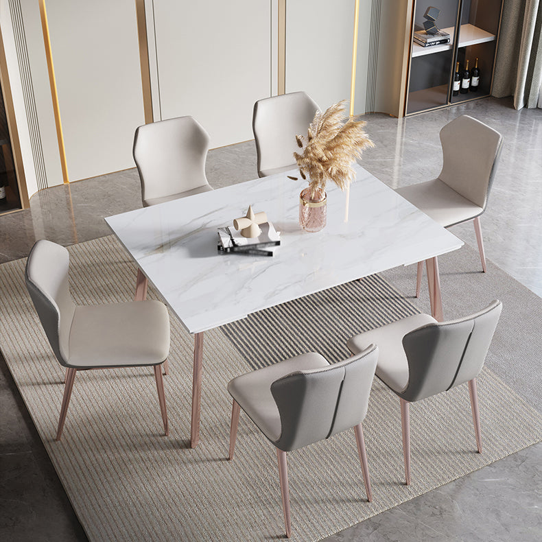 Modern Sintered Stone Top Dining Set Extendable 1/4/5/7 Pieces Dining Room Table Set