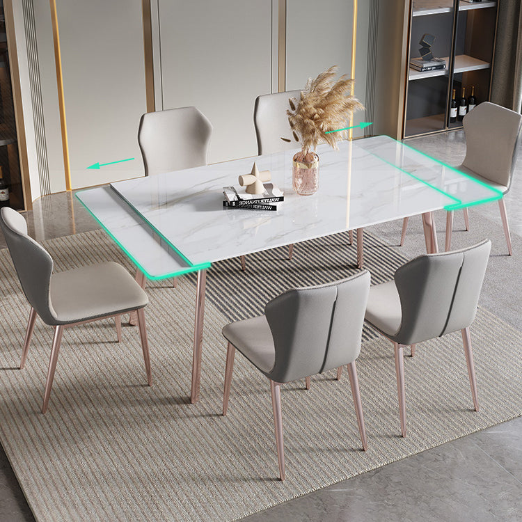 Modern Sintered Stone Top Dining Set Extendable 1/4/5/7 Pieces Dining Room Table Set