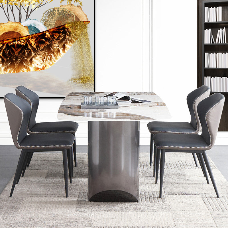Modern Sintered Stone Top Dining Set Rectangle 1/2/5/7 Pieces Dining Area Table Set