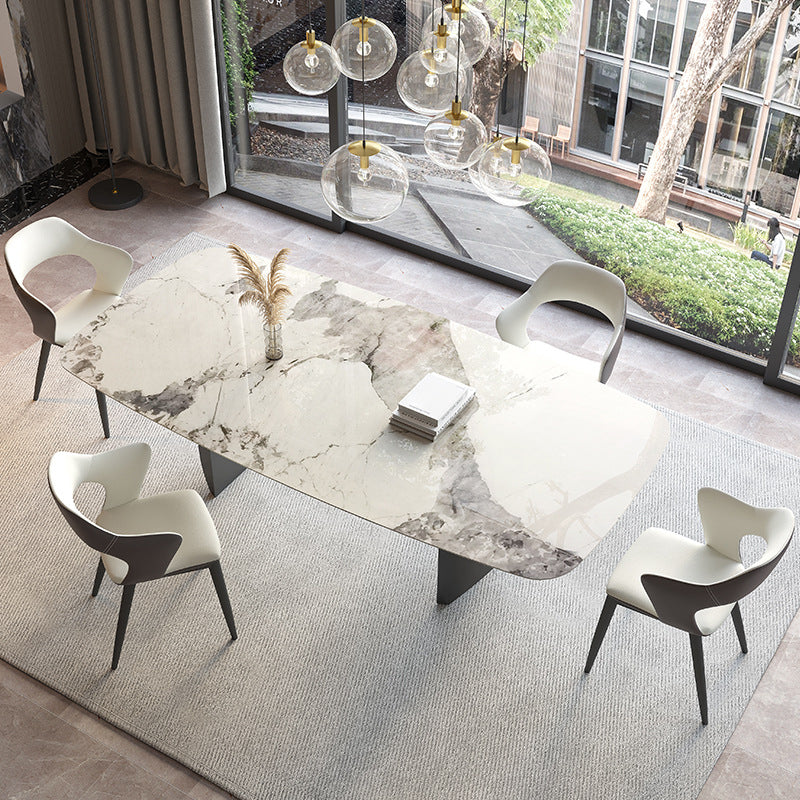 Modern Sintered Stone Top Dining Set Rectangle 1/2/3/4/5/7 Pieces Dining Room Table Set